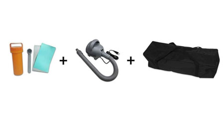 Gli accessori tra cui: pompa elettrica + borsa + riparazione