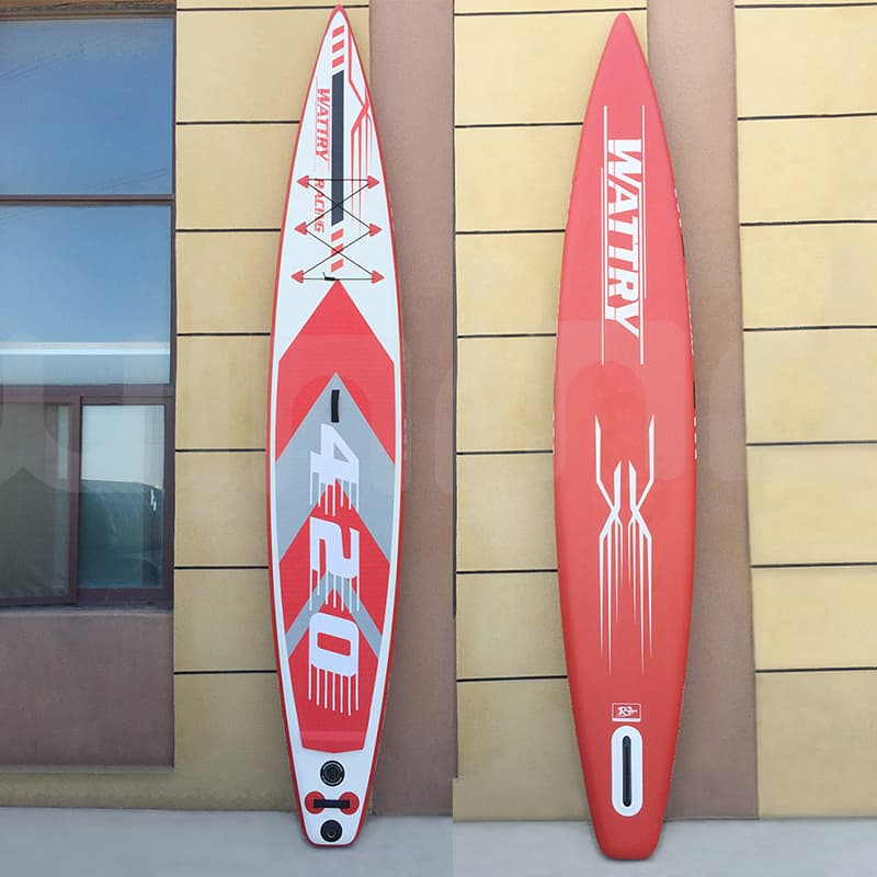 Red race sup board inflatable race paddle board