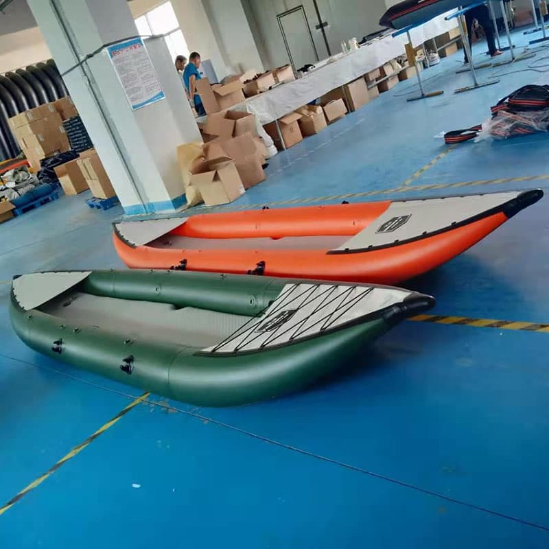Two person fishing rowing boat water sports inflatable kayak
