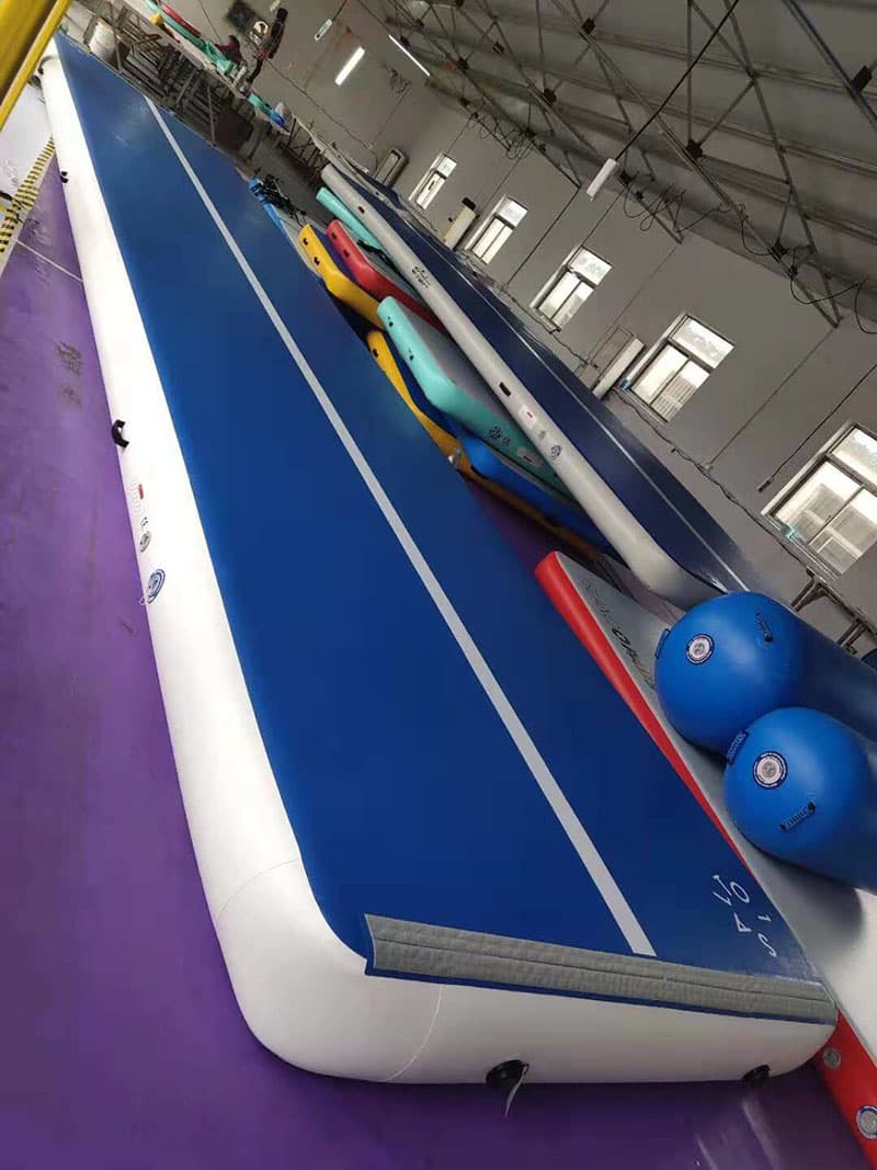12m long size air track professional folding mat blue