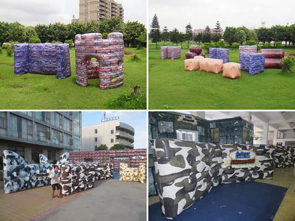 Commercial outdoor party rental games PVC inflatable camouflage maze