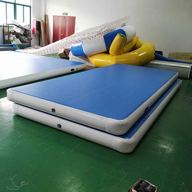 Blue inflatable gym mat long size home fitness floor air track