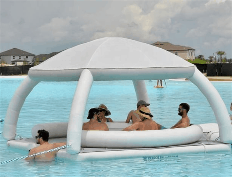 PVC Inflatable Boat Island Water Floating Pontoon With Tent