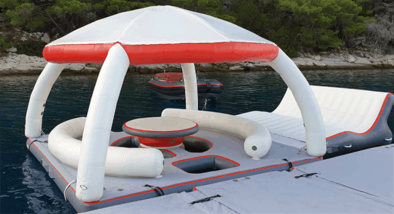 PVC Inflatable Boat Island Water Floating Pontoon With Tent