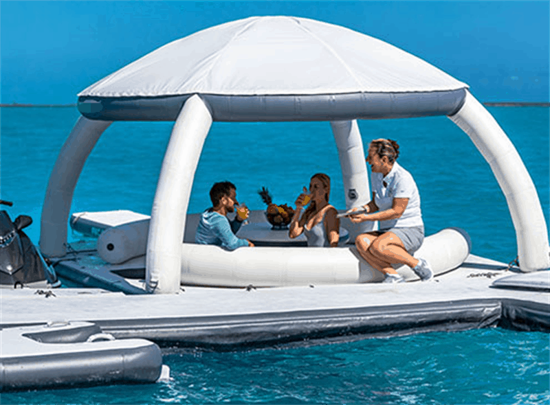 PVC Inflatable Boat Island Water Floating Pontoon With Tent